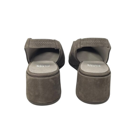 NWOT Eileen Fisher Devi Taupe Gray Tumbled Nubuck Leather Slingback Wedges 7.5 - Picture 7 of 9